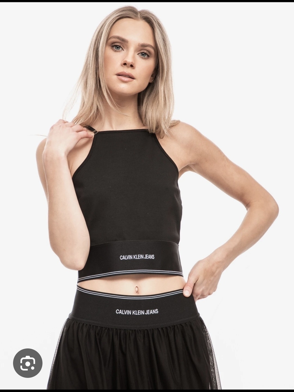 Calvin Klein Jeans Black Logo Crop Tank